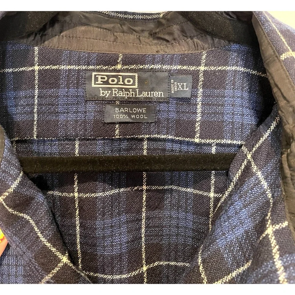 Vtg Polo Ralph Lauren Mens Barlowe Button Up Shirt Size XL Plaid Wool 90s Grunge